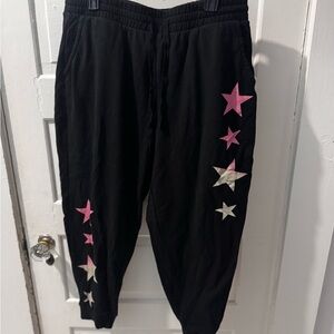 Torrid Black Joggers with Pink and White Stars